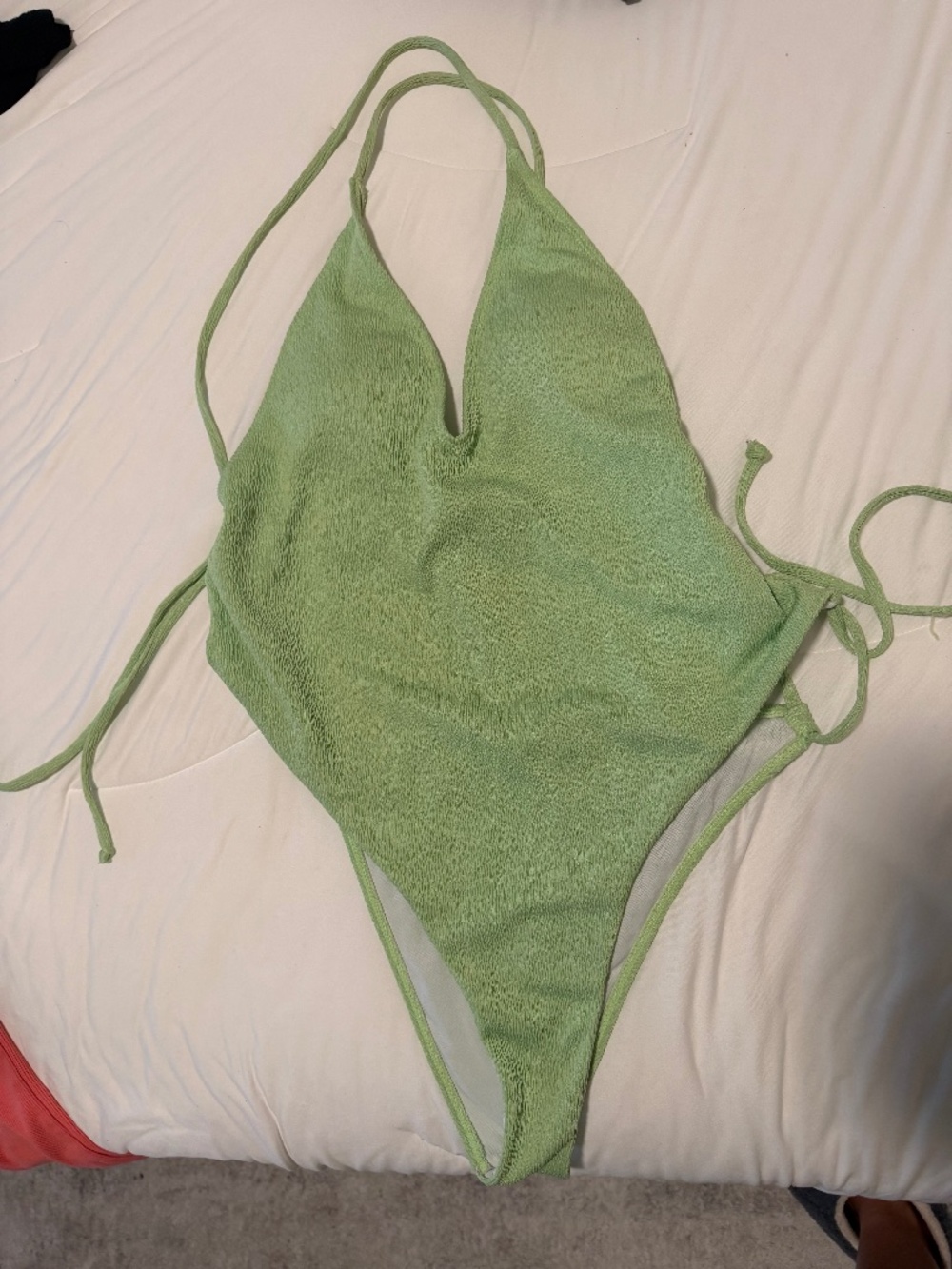 Green Crinkle One-Piece Swimsuit size L